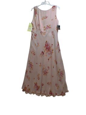 Cynthia Howie Silk Dress Party Pink Floral Maxie Size 14 Cottage
